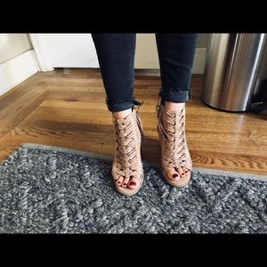 Tan Peeptoe Booties